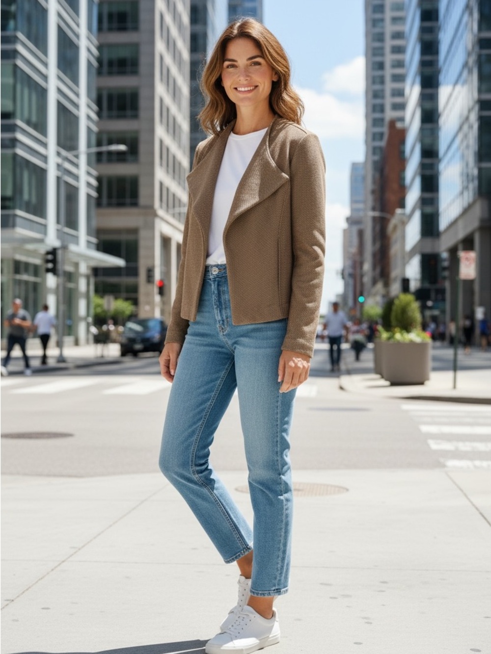 NIC+ZOE Business Casual NWT Taupe Open-Front Textured Jacket Size Medium
